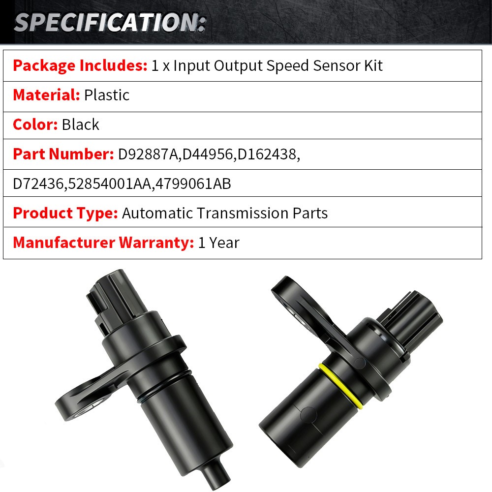 2X Transmission In&Out Speed Sensor For Chrysler 300 Dodge Challenger 52854001AA