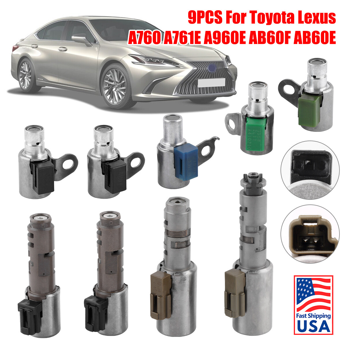9Pcs 6-Speed Transmission Shift Solenoid Kit For IS250 IS350 GS430 GS300 A960E
