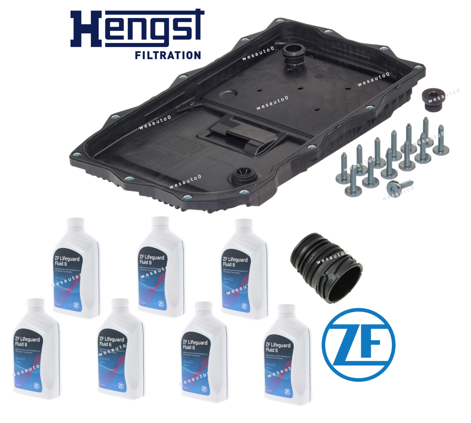 Transmission Oil Pan Filter Gasket Seal Bolt Kit + 7L ATF Fluid OES for BMW
