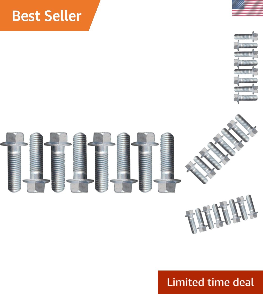 Durable M8x1.25 Metric Flange Bolt Set for LS Engines – 8 Heavy Duty Pieces