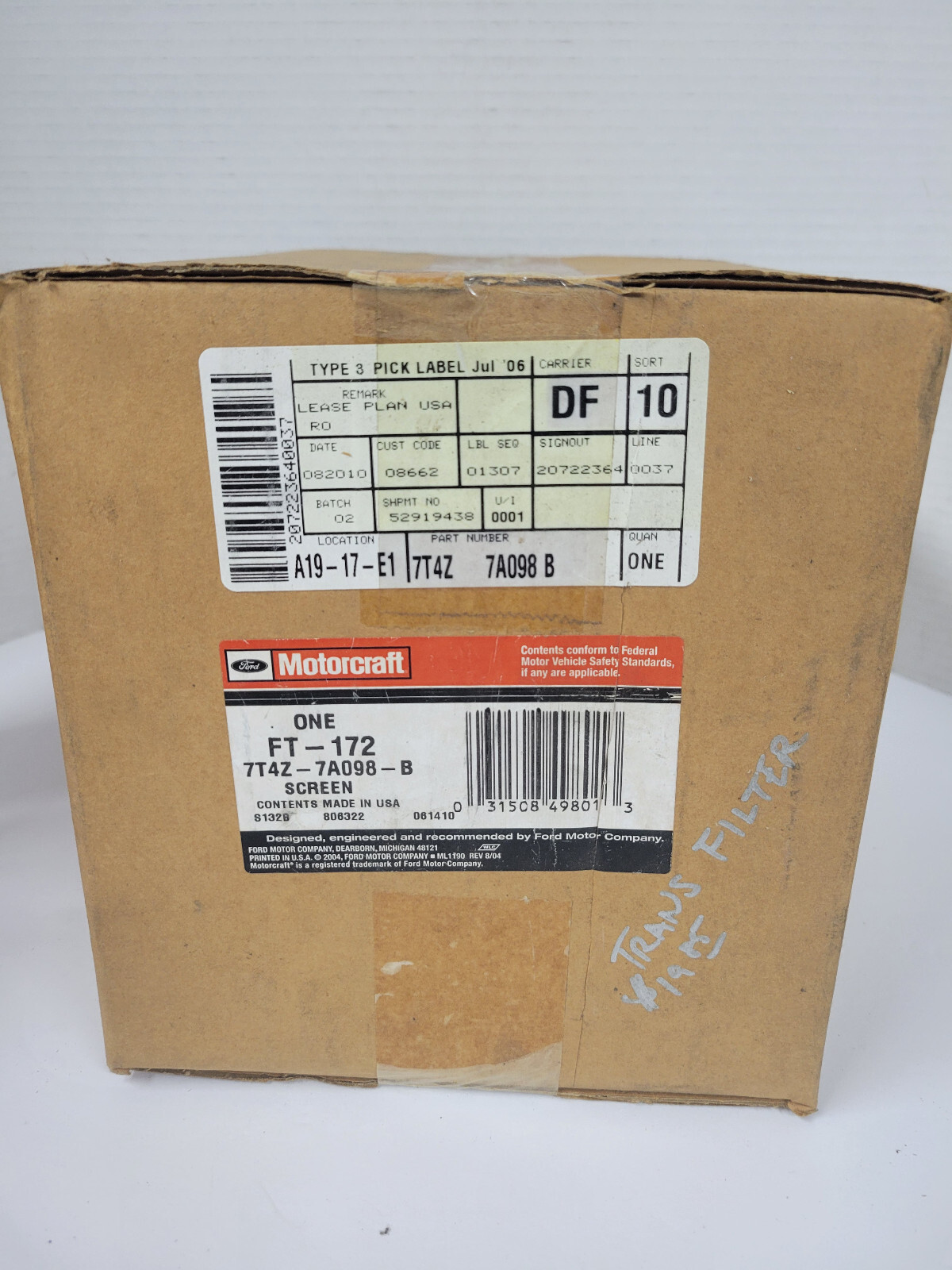 NEW – OEM – FORD Motorcraft Transmission Filter Kit FT-172