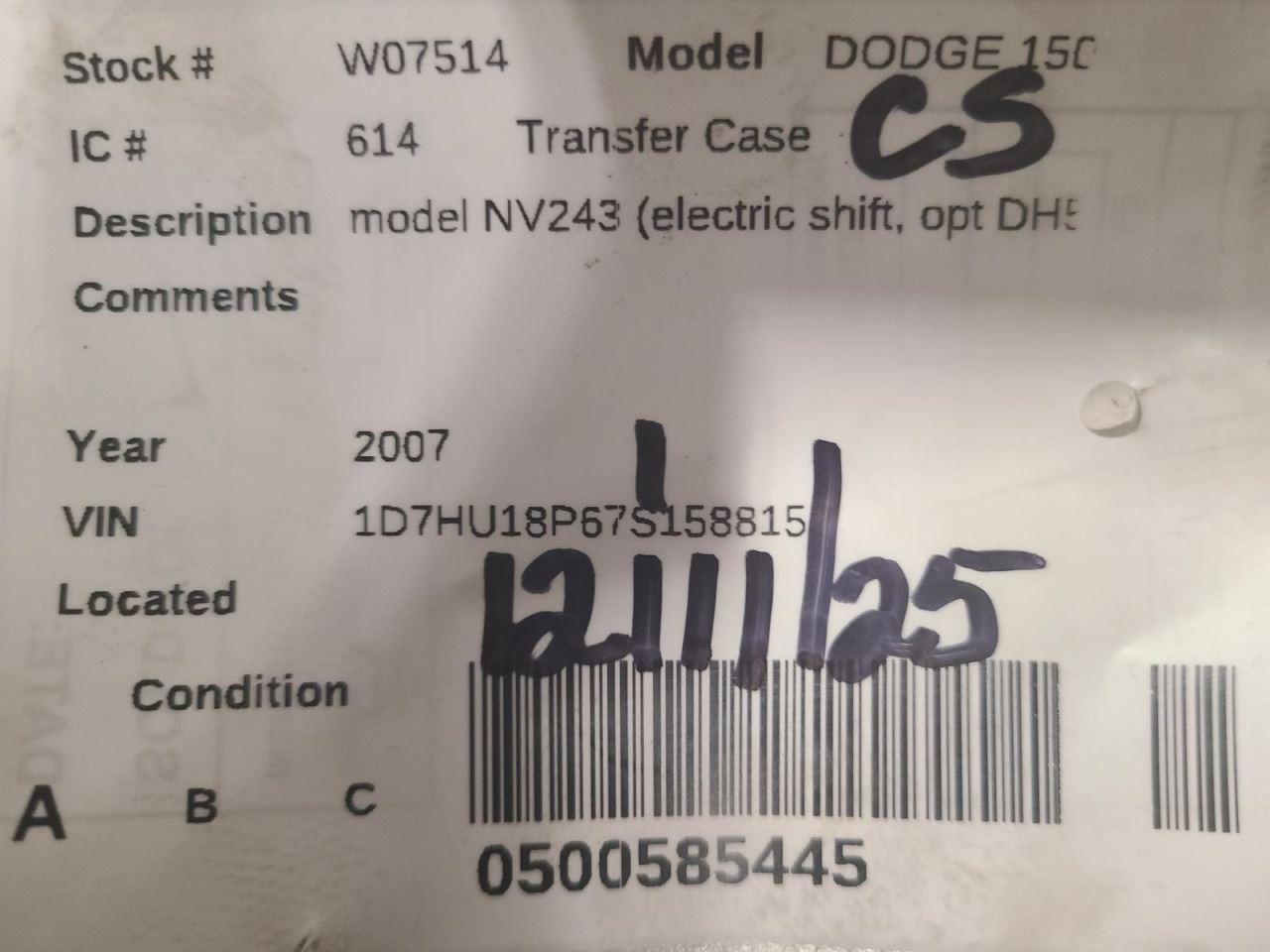 Transfer Case Model NV243 Electric Shift Fits 06-12 DODGE 1500 PICKUP 2187432