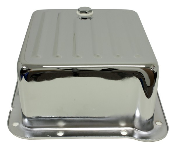 Steel Deep Sump Transmission Pan Fits Ford C4 Case Fill – Finned – Chrome