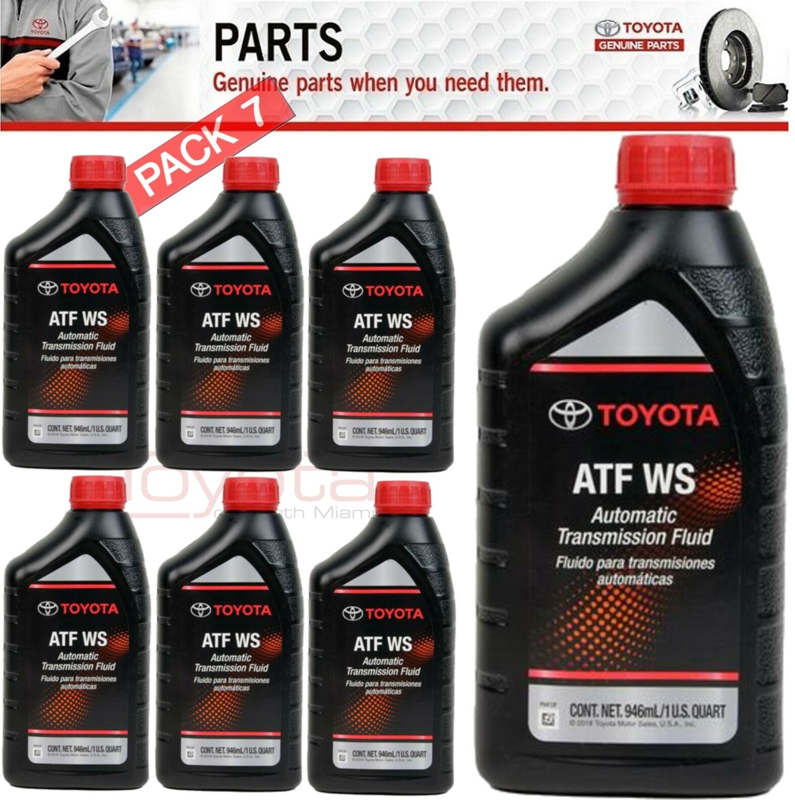 Genuine Toyota ATF WS Automatic Transmission Oil Fluid ATFWS Lexus Scion 7 Quart