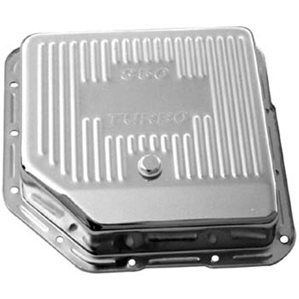 Bandit Transmission Oil Pan 9198; Finned +1.50qt Chrome Steel for GM TH350