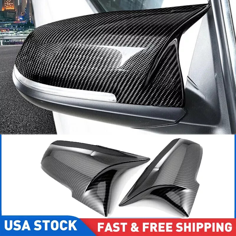 Pair Carbon Black M3 Style Mirror Cover Cap For BMW F20 F21 F30 F32 F36 M2 12-16