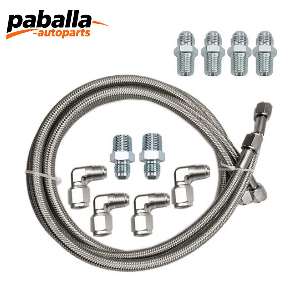 SS Braided Transmission Cool Hoses Lines Kit For Chevy Ford TH350 700R4 TH400