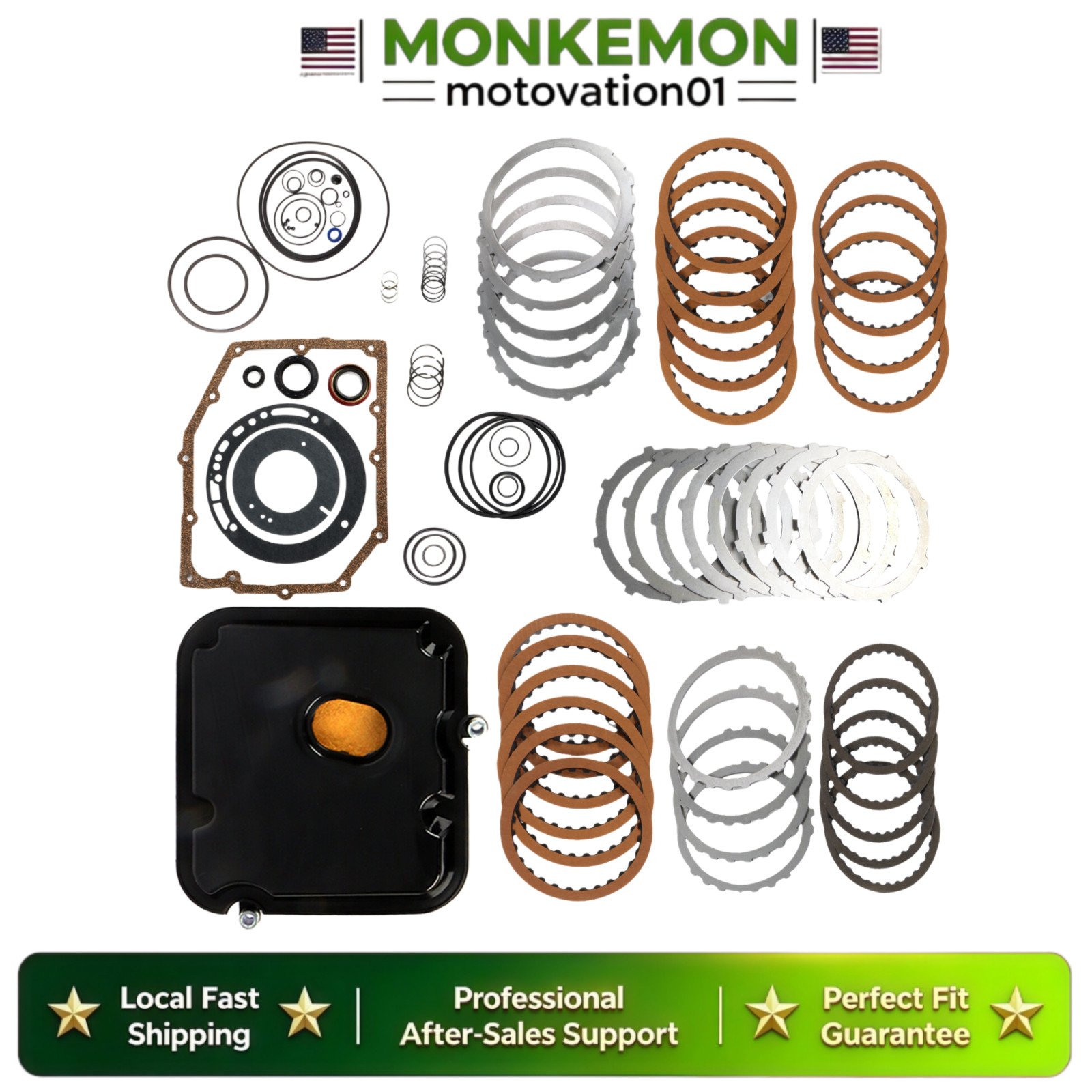 42RLE TRANSMISSION MASTER REBUILD KIT 03-UP WITH PLATES FILTER BUSHING FOR JEEP