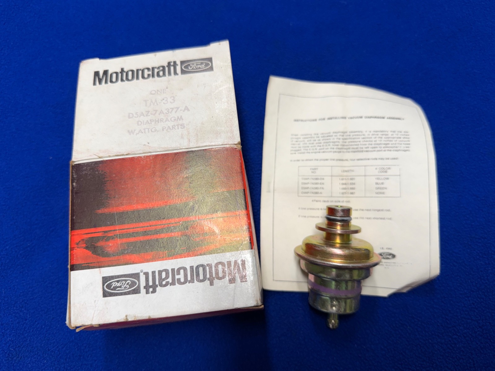 Ford Genuine NOS Motorcraft Trans Vacuum Diaphragm D5AZ-7A377-A, TM-33 (QTY-1)