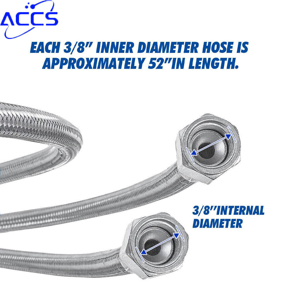 52” Length SS Braided Transmission Cooler Hoses Fittings For TH350 700R4 TH400