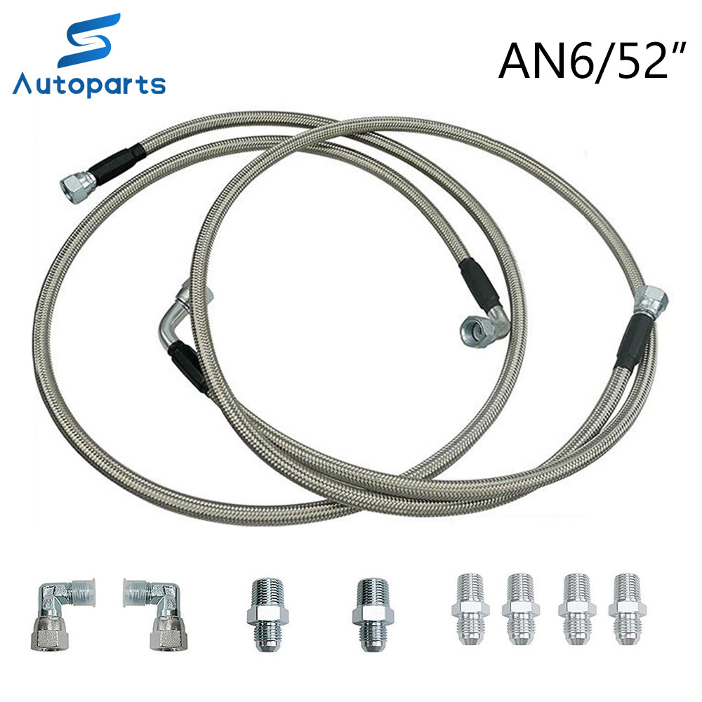SS Braided Transmission Cooler Hose lines Fittings TH350 700R4 TH400 52″ Length