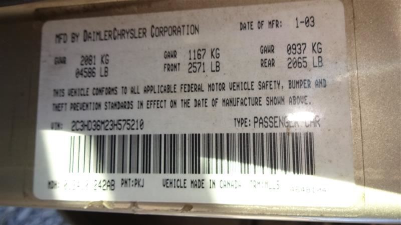 Automatic Transmission 3.5L 2003-2004 Chrysler 300M Concorde & Intrepid 644886