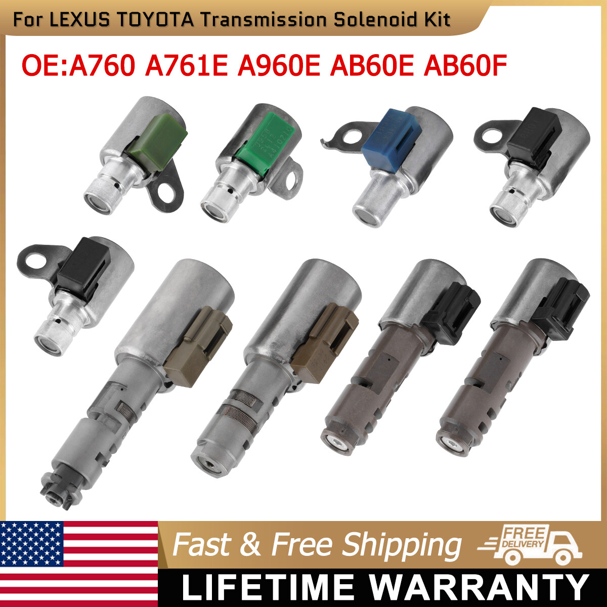 6-Speed Transmission Solenoid Kit A760 A761E A960E AB60F AB60E For Toyota Lexus