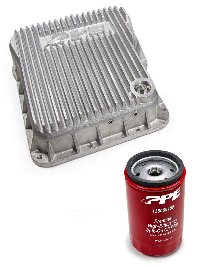 PPE Raw Transmission Pan & Spin On Filter For 2001-2019 Chevy/GMC 6.6L Duramax