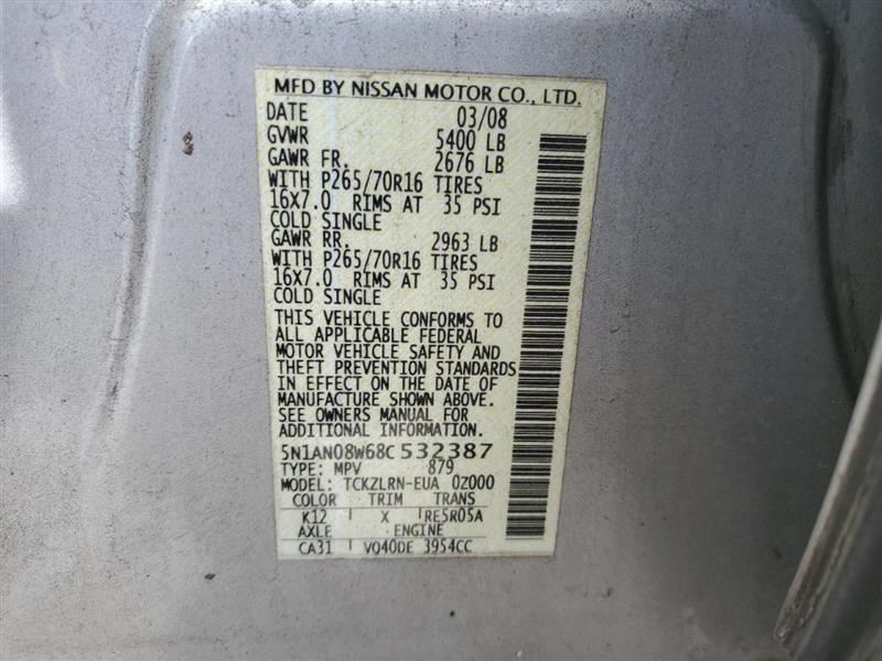 6-Cylinder Automatic Transmission Crew Cab 4WD Fits 2008 Nissan Frontier