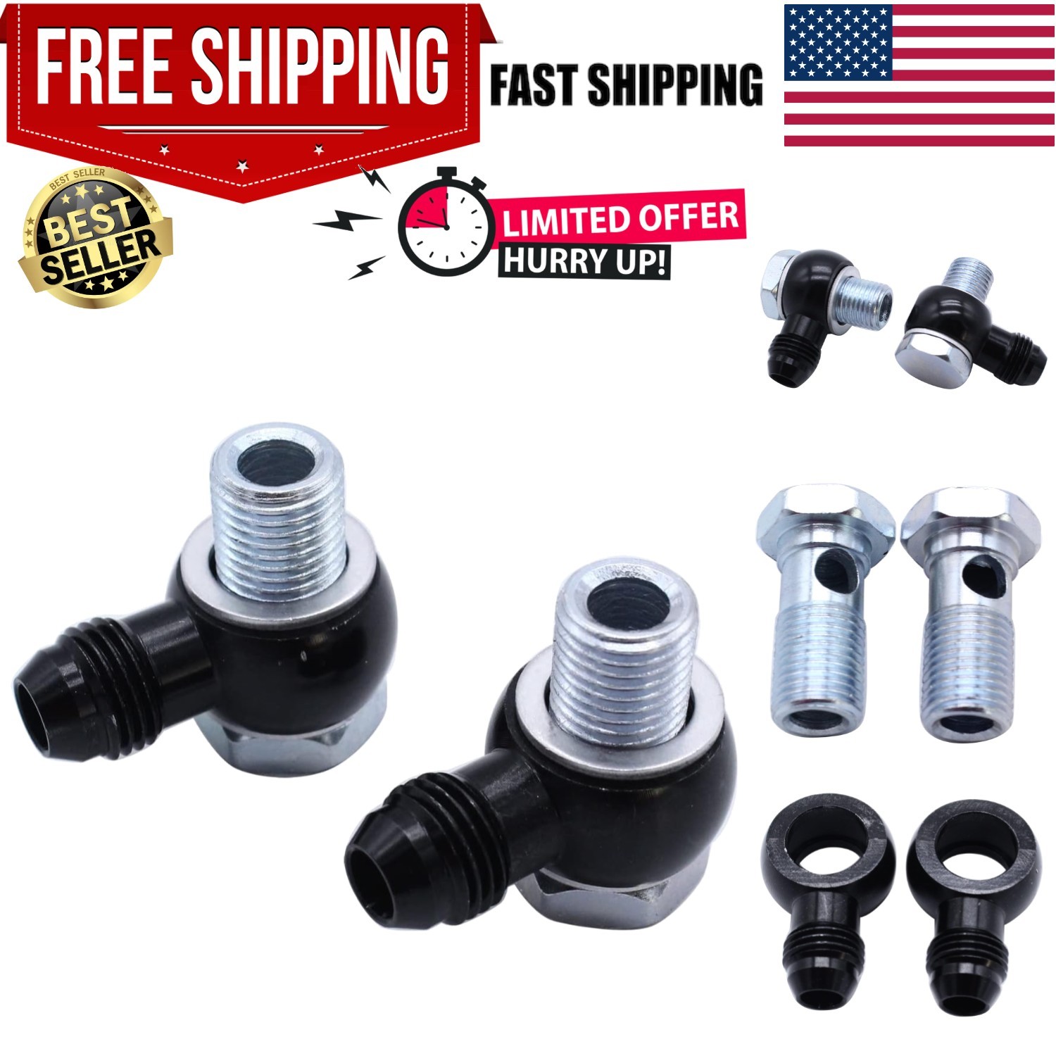 Compact 2PC 90 Degree Banjo Fittings – Perfect for 4L80E Transmission Oil Cooler