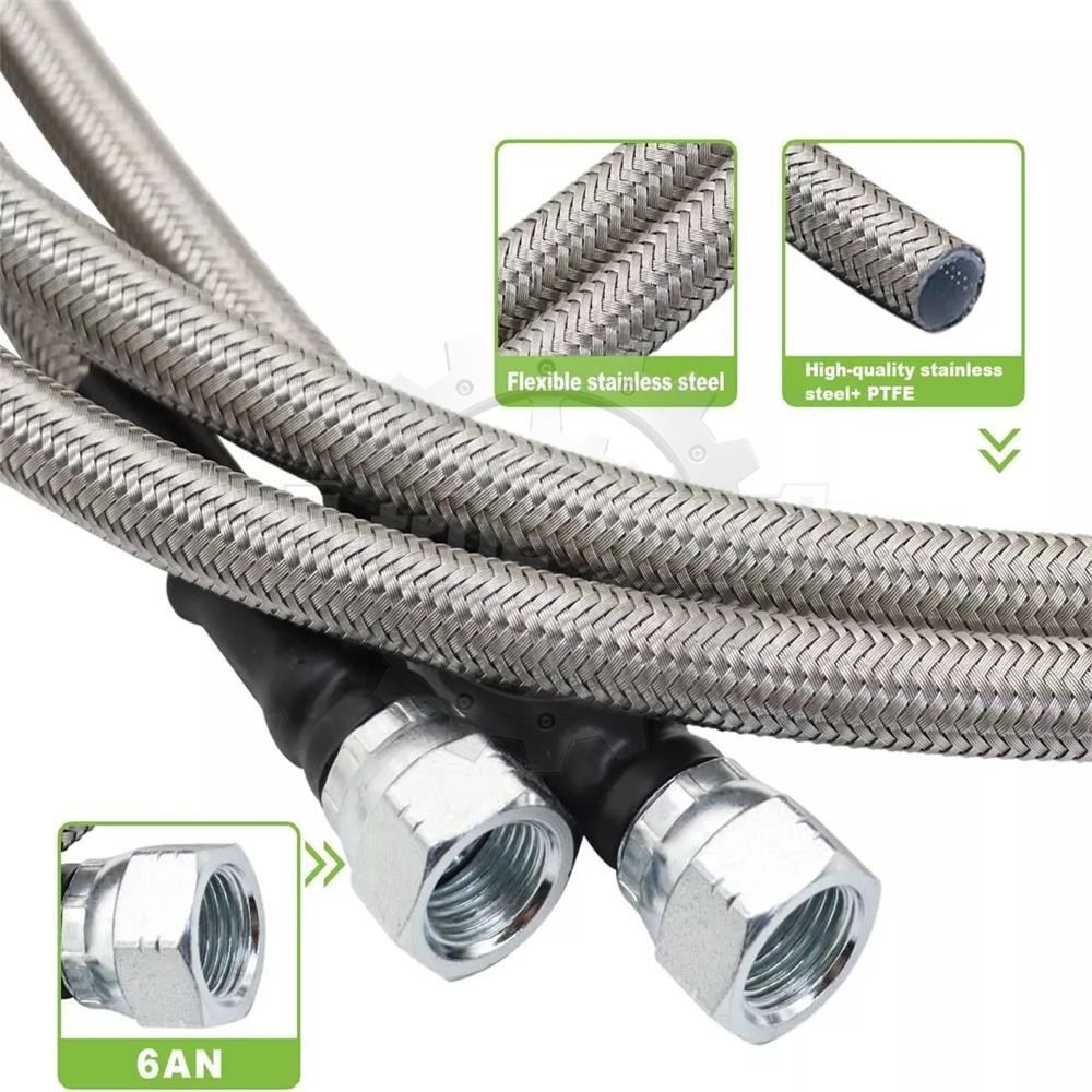For GM 4L60E 4L80E Flexible SS Braided Transmission Cooler Lines Kit -6AN Hose