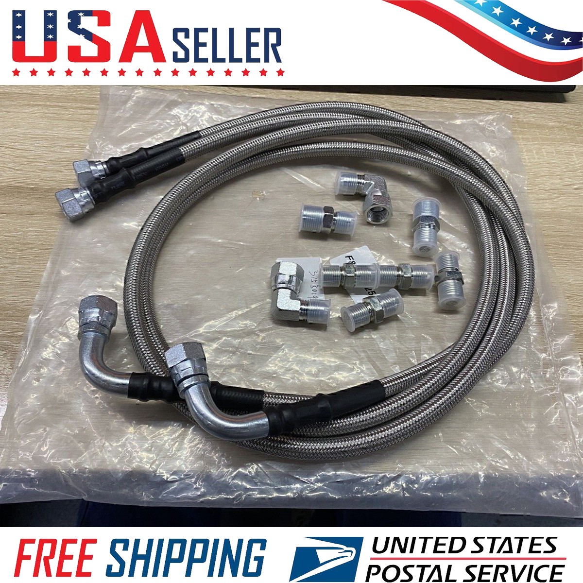 SS Braided Transmission Cooler Hose Lines 52″ Length Fits For TH350 700R4 TH400/