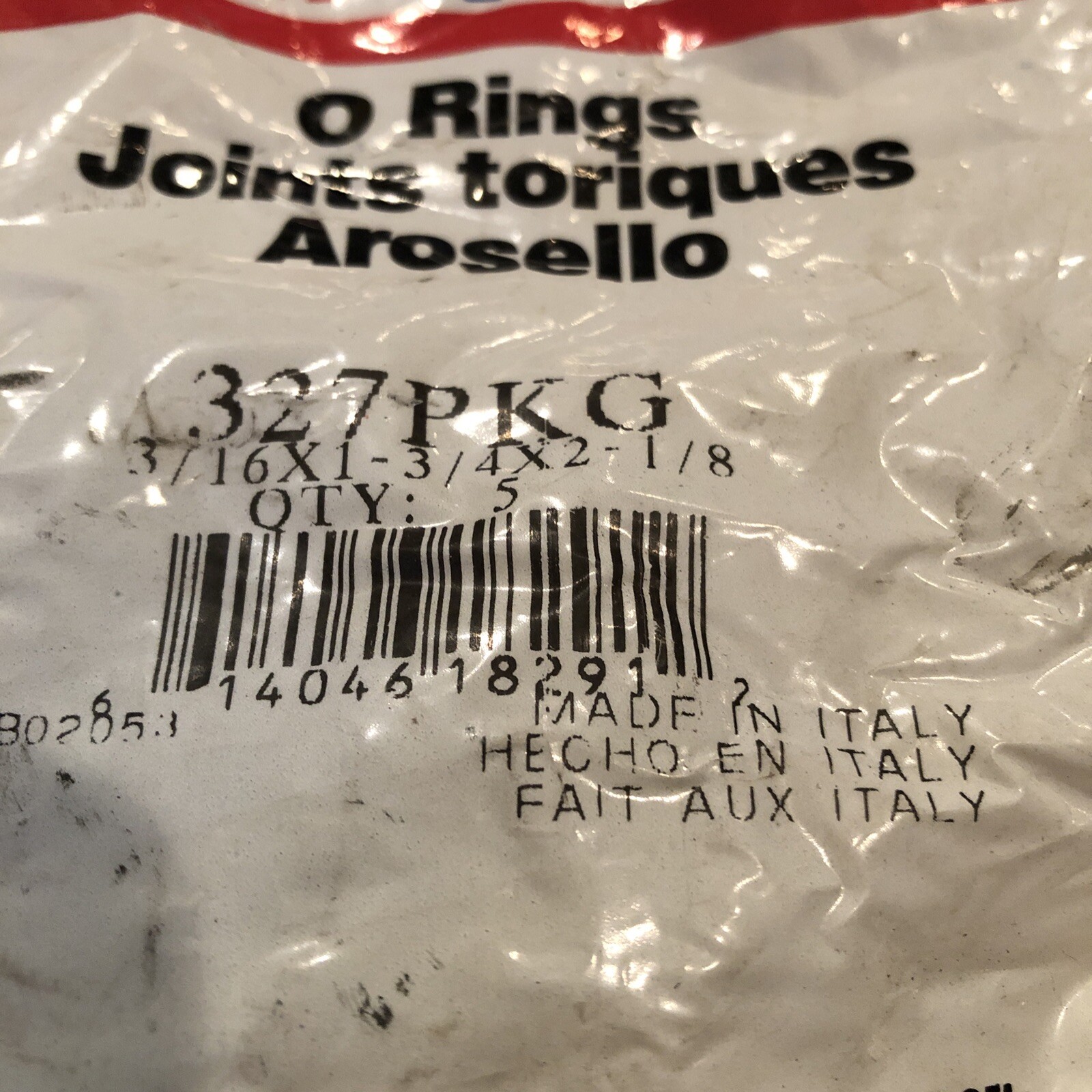 Multi Purpose Seal O-Ring Carquest 327PKG (Bag of 5) New Sealed Bag ! F+S