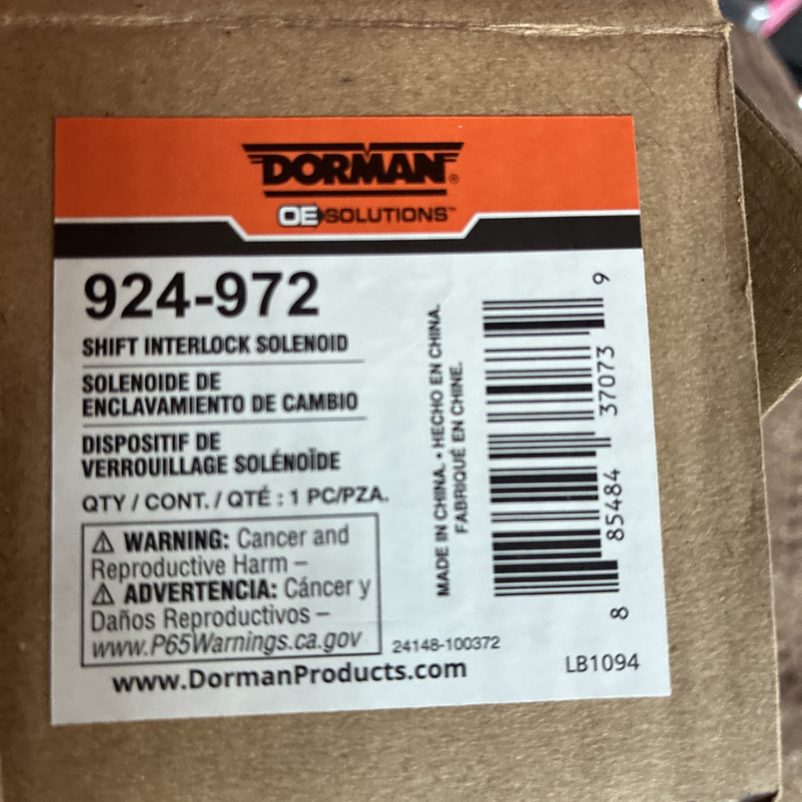 Genuine Dorman Shift Interlock Solenoid Assembly 924-972