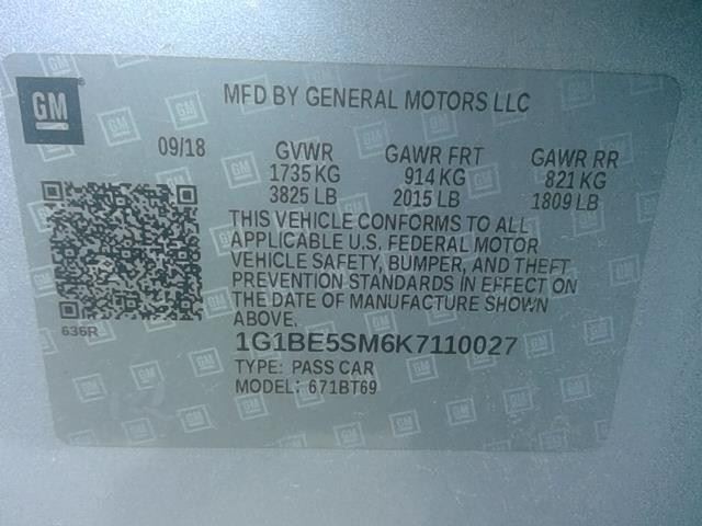 Automatic Transmission Gasoline Mnu Opt Fxn Fits 19 CRUZE 2499259