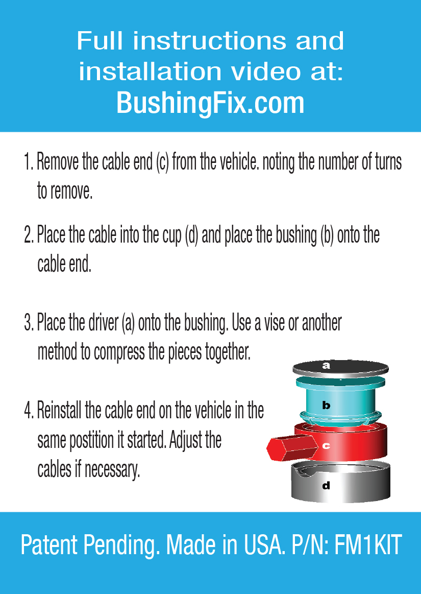 Replace bushing on Shift Cable for Fiat 500 ABARTH-LIFETIME WARRANTY!