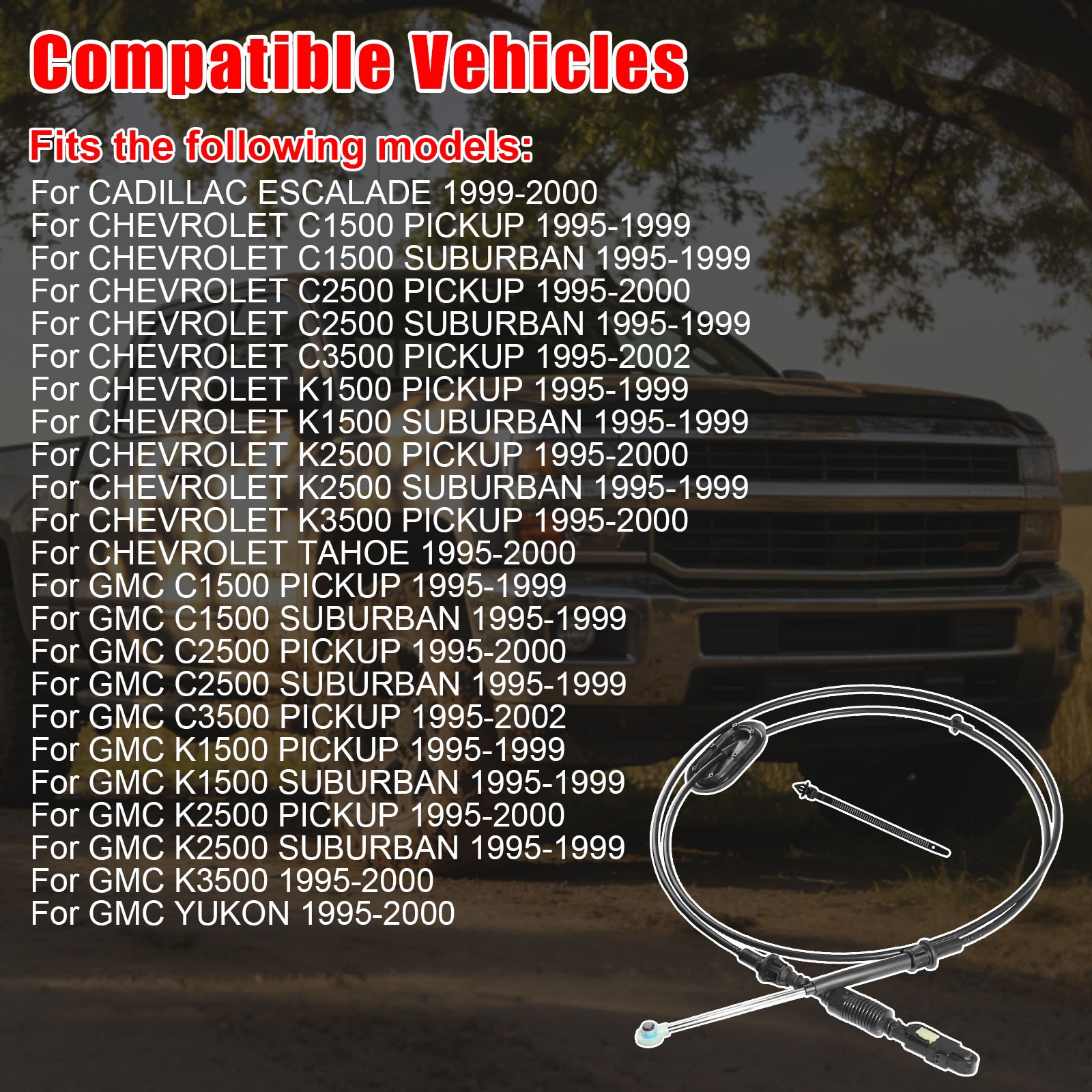 Auto Transmission Shifter Cable for Chevy / GMC C1500 C2500 Suburban 1995-1999