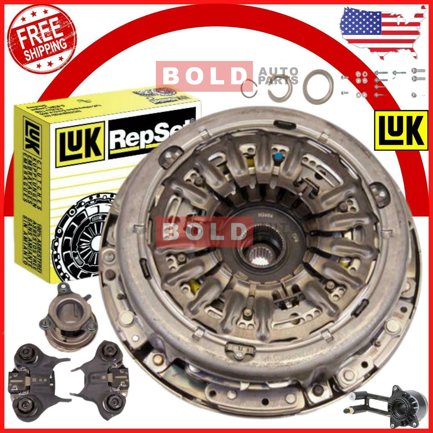 Clutch Kit-Auto Dual Clutch + Slave Cylinder LuK 07-233 For Ford Focus Fiesta