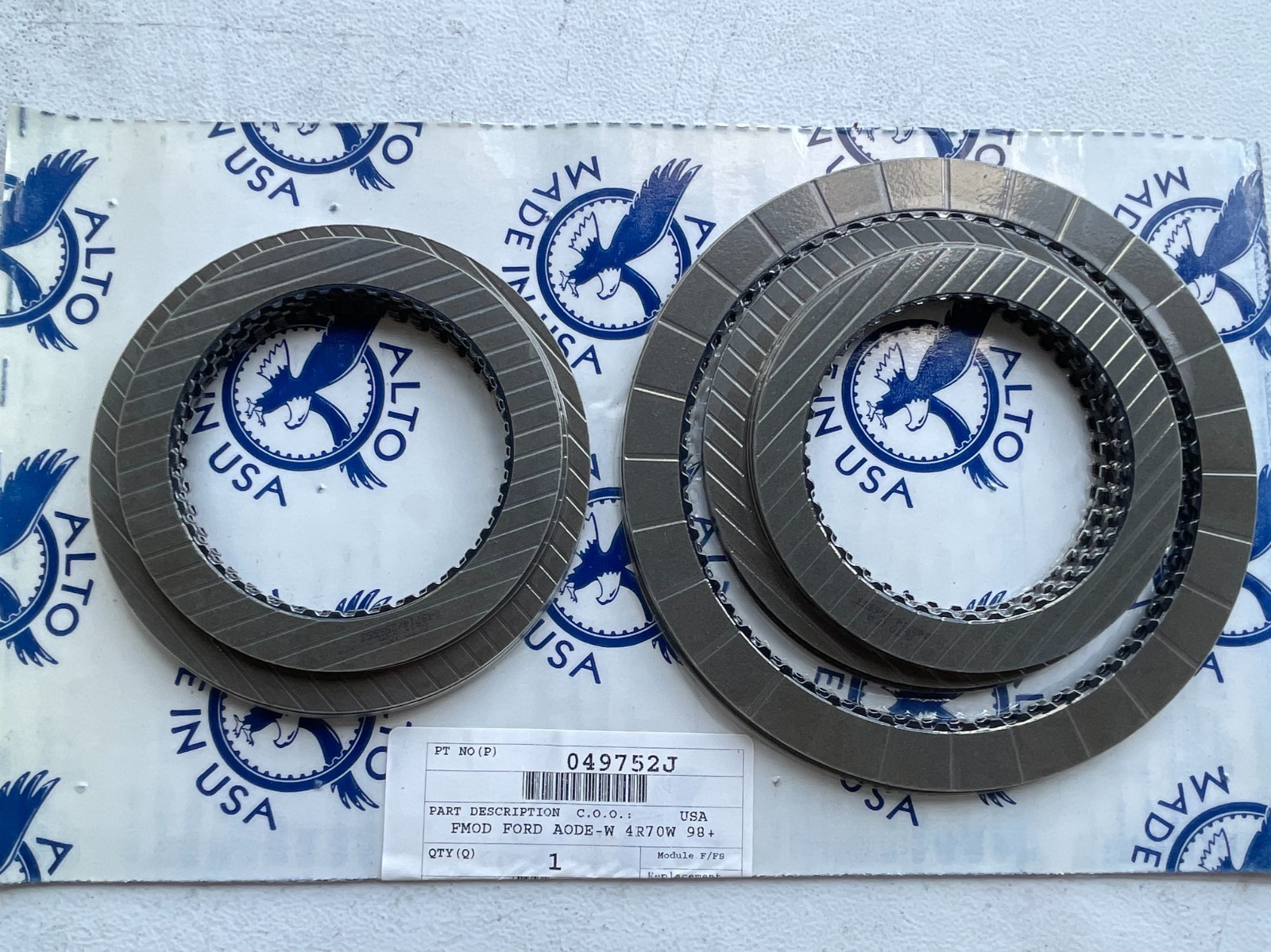 Alto 049752J Ford AODE 4R70W 4R75W Transmission Friction Clutch Pack 1998+ New