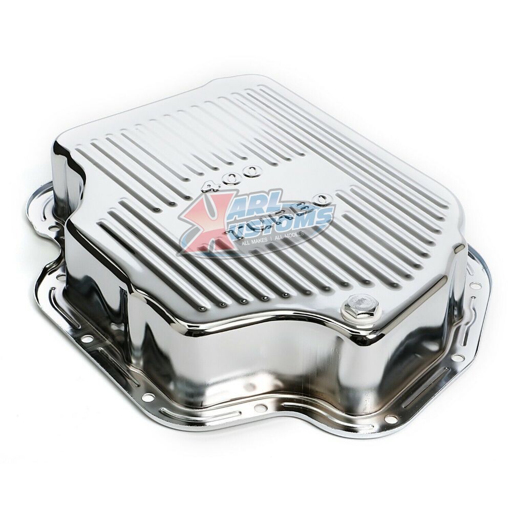 Chrome Steel Chevy BOP GM Turbo 400/TH400 Deep Transmission Pan Finned 2 3/4″