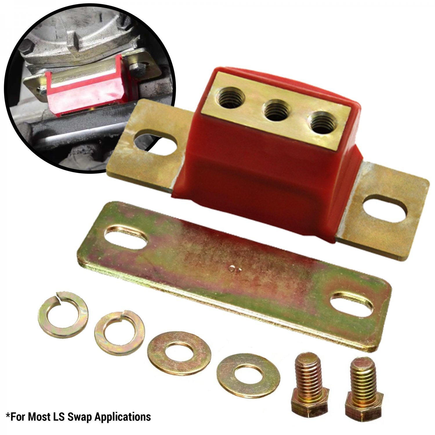 Red Polyurethane GM LS Swap Transmission Mount Kit For 4.8 5.3 6.0 4l60e 4l80e