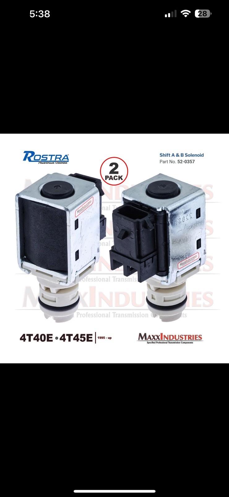 4T40E 4T45E 4T65E Transmission Shift Solenoid Set Rostra 52-0357 (OE 24207236)