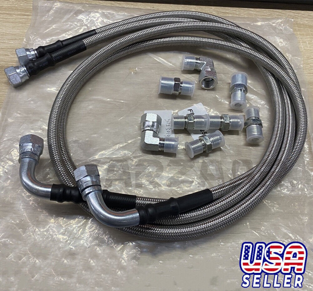 52″ SS Braided Transmission Cooler Lines Kit Fit Chevy Ford Mopar GM GMC Buick