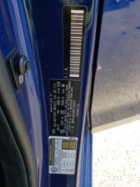2017 2018 KIA FORTE Automatic Transmission 2.0L Mexico Built 3 VIN 7 450002F511