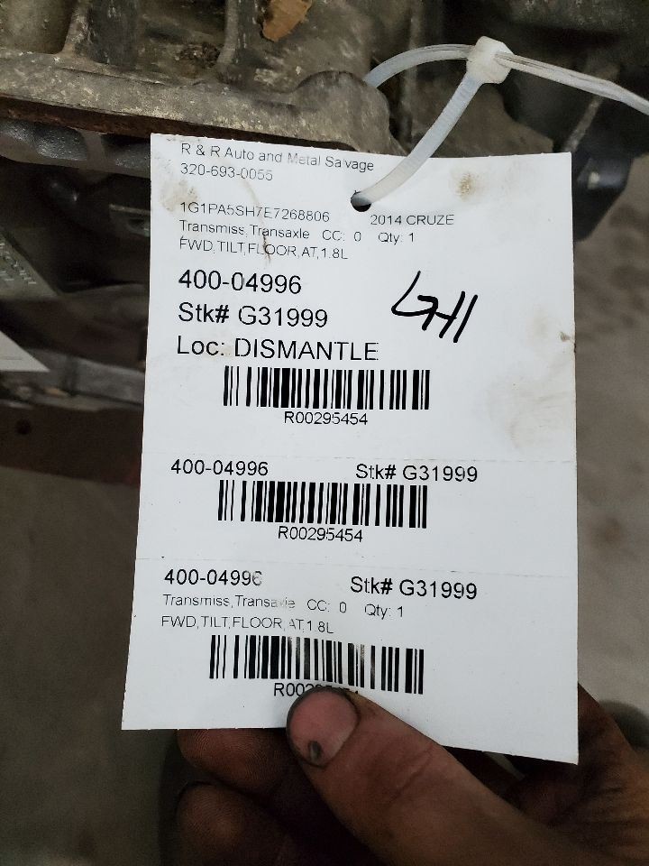 Automatic Transmission VIN P 4th Digit Limited 1.8L Fits 11-16 CRUZE 295454
