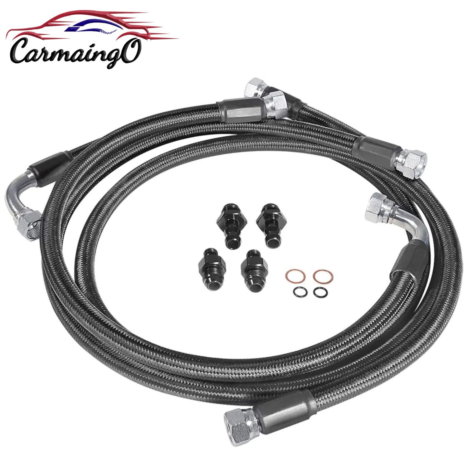 Black Transmission Cooler Hose Line Kit for Dodge Ram Cummins 5.9L 48RE 03-07
