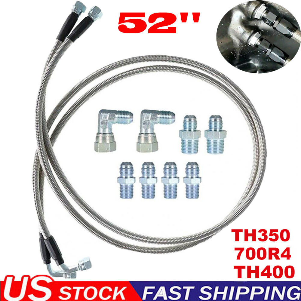Flexible Braided Transmission Cooling Line Kit SS for TH350 700R4 TH400 Set