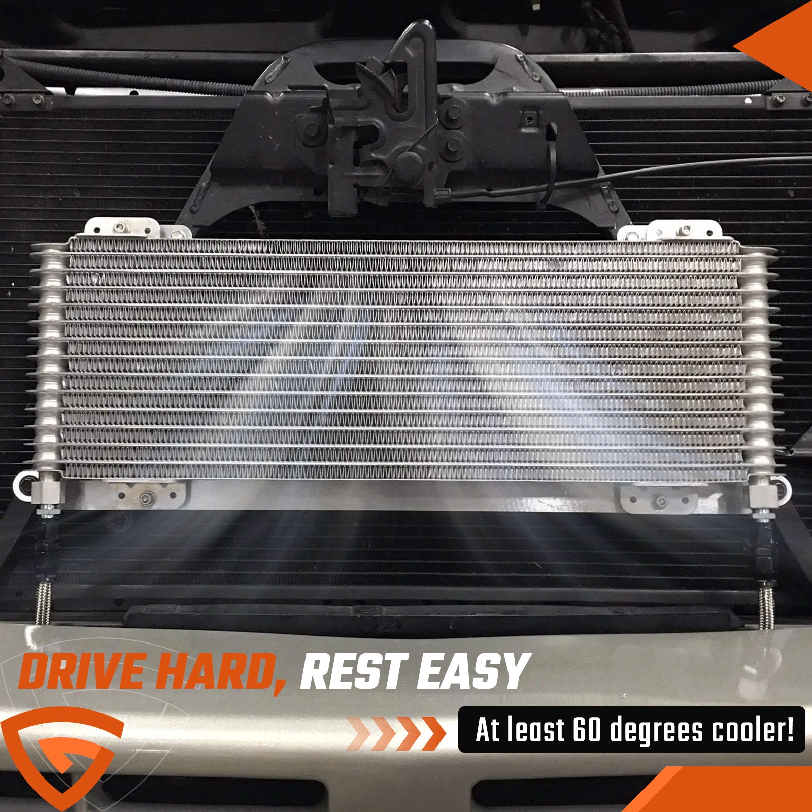 Heavy Duty Transmission Cooler Low Pressure Drop Fits LPD47391 Silver