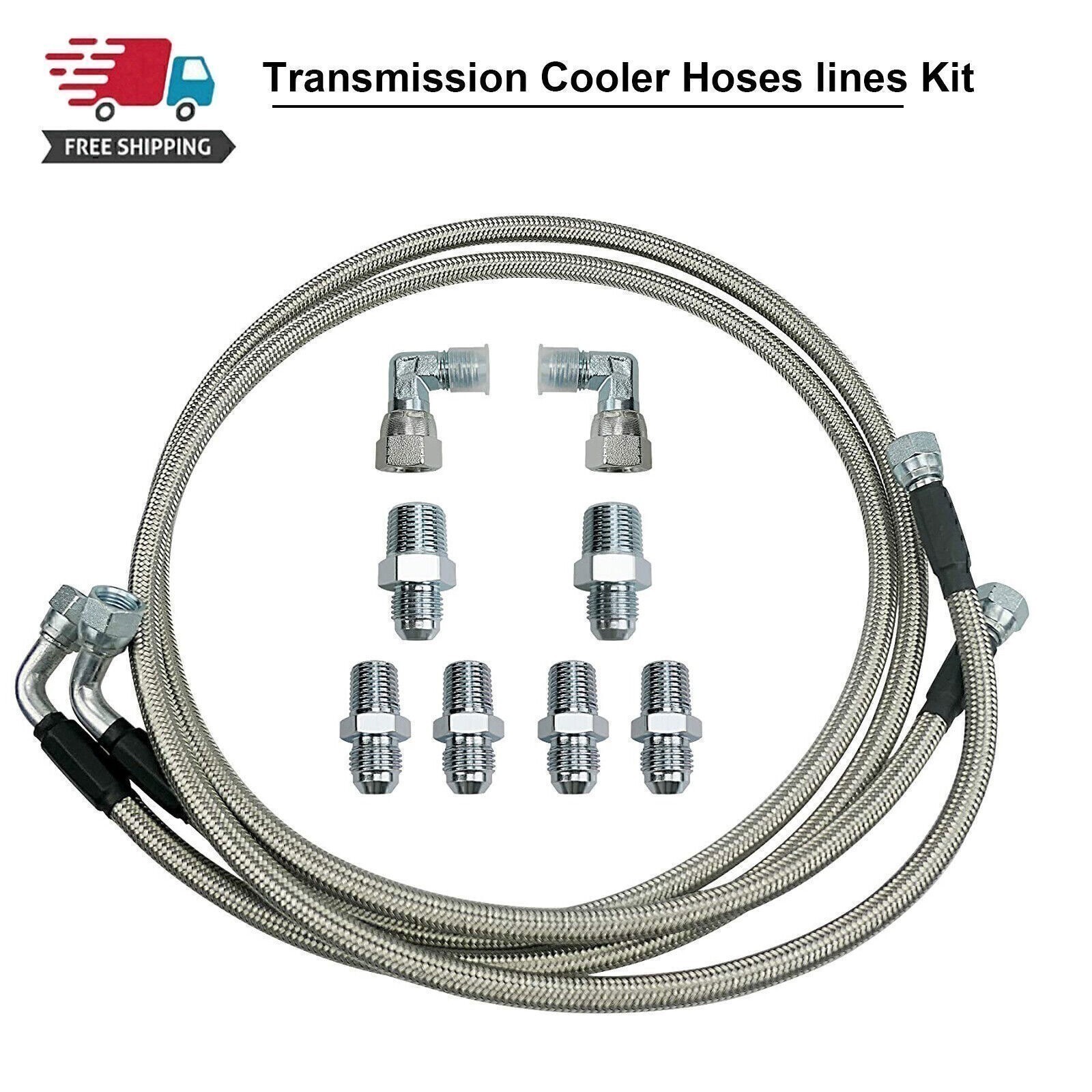 SS Braided Transmission Cooler Hose lines Fittings TH350 700R4 TH400 52″ Length