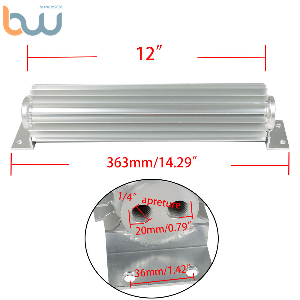For Hot Rod Cars Universal Dual Pass Aluminum Finned Transmission Oil Cooler 12″