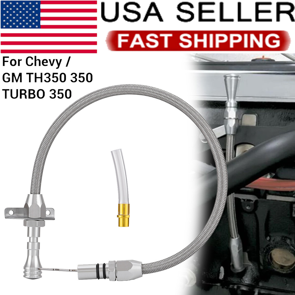 Flexible Braided Transmission Dipstick Stainless Steel Tube For Chevy / GM TH350