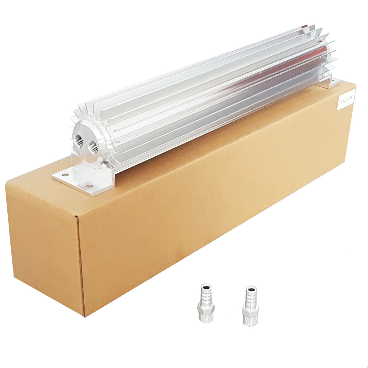 15″ Finned Aluminum Transmission Cooler Dual Line Trans Dual Pass 1/4″NPT Silver