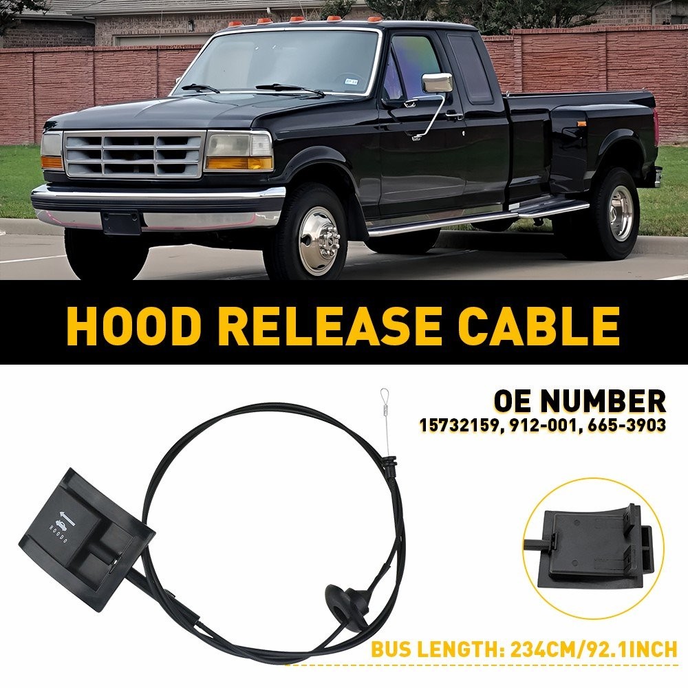 Hood Release Cable & Pull Handle For 1992-1997 Trucks F-Series Bronco & 912-042