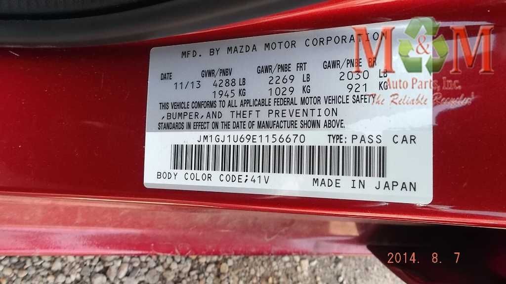 Automatic Transmission 2.5L Fits 14-15 MAZDA 6 785295