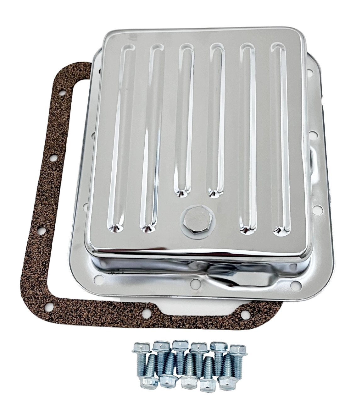 C4 Transmision Pan w/ Gasket & Bolts Ford C5 C-4 C-5 Mustang Stock Depth Chrome