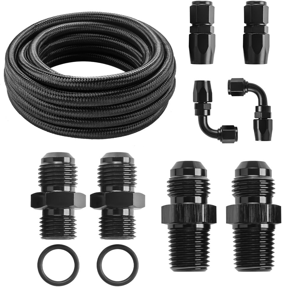 Universal Fit Transmission Oil Hose with Straight & 90° Ends Black