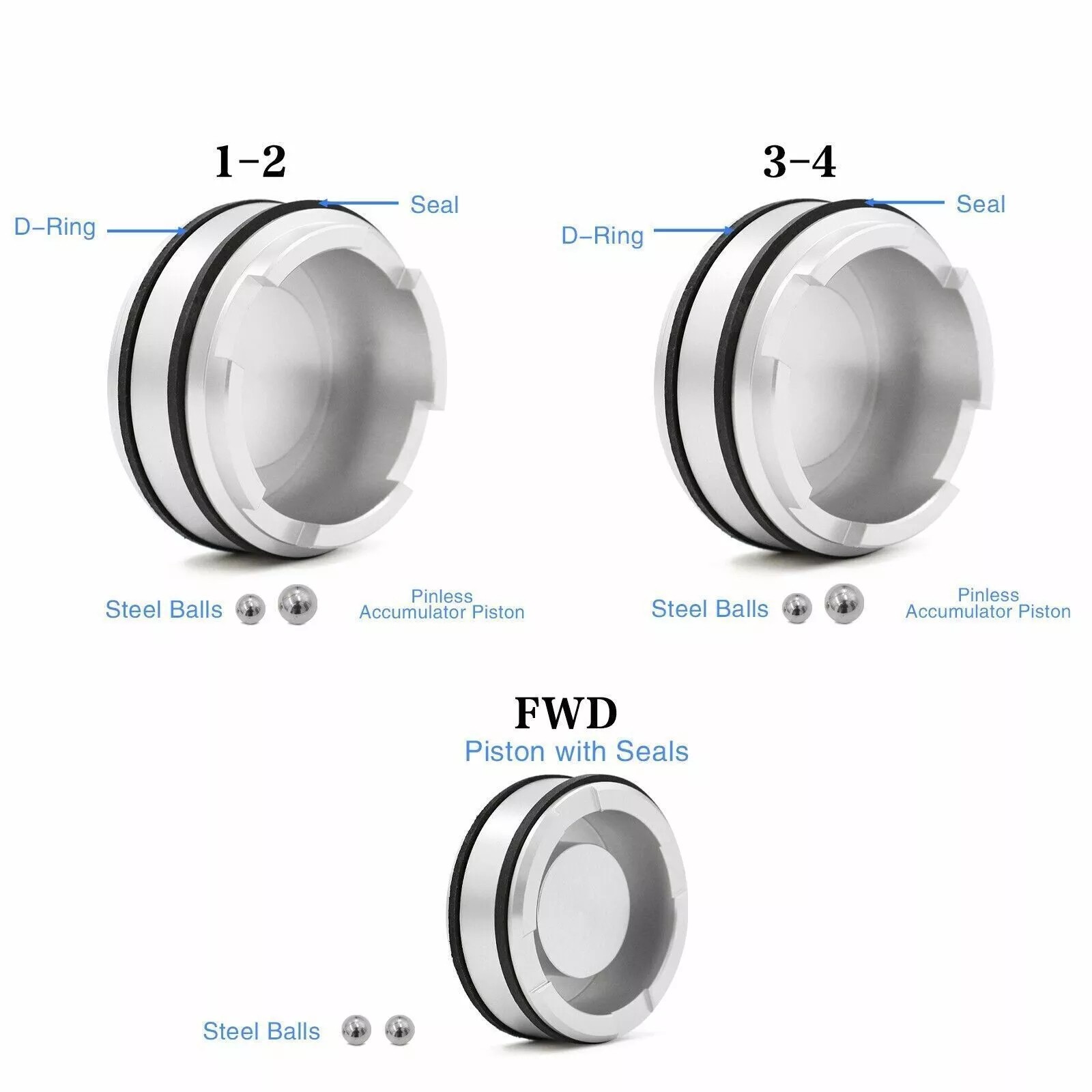 4L60E 4L65E 4L70E Transmissions Pinless Forward Accumulator Piston Kit 1-2 3-4
