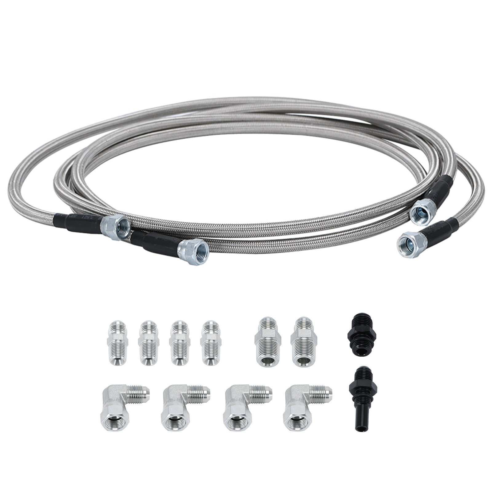 SS Braided Transmission Cool Hoses Lines Kit For Chevy Ford TH350 700R4 TH400 US