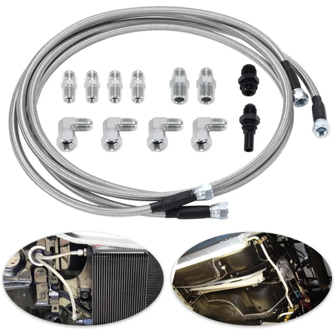 Fits 4L60E 4L80E Flexible SS Braided Transmission Cooler Lines Kit -6AN Hose US