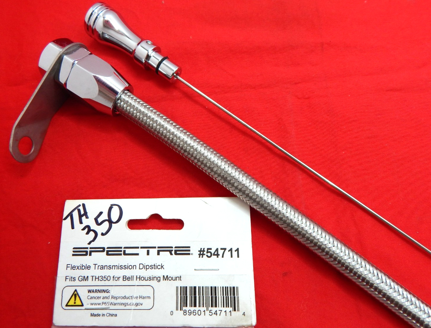 Spectre 54711 TH350 Transmission Chrome Flex Braid Dipstick for Turbo 350 Trans
